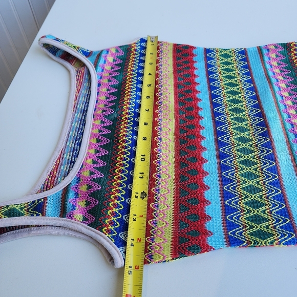 Gorgeous Striped Knit Zig Zag Women Multi Color Casual Dress Midi Slit Stretch S - Picture 13 of 14